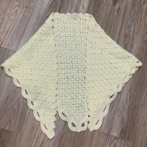 Vintage Handmade Grandma Shawl Triangle Butter Yellow